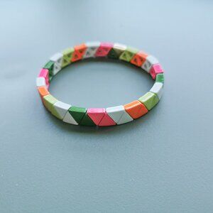NEW Roxanne Assoulin Rainbow Brite Gold Green Orange Magenta Stretch Bracelet